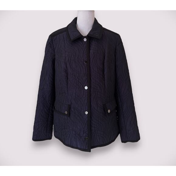 Doncaster Collection Jackets & Blazers - Doncaster Collection Purple Quilted Lightweight Jacket Black Trim - Size 12